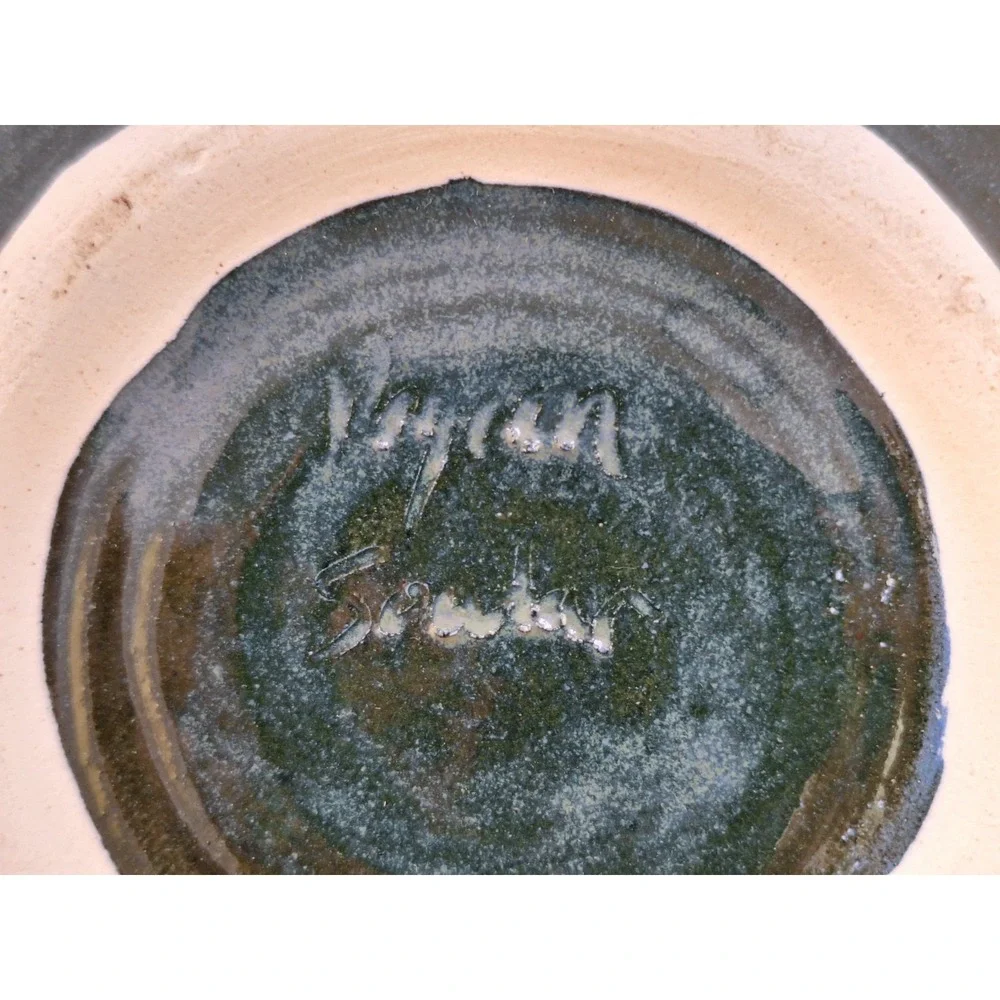Vintage Fish Motif Small Bowl Dish, Artisan Handmade Signed 10' X 3'‎